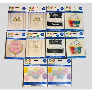 Lot of 10 Birthday Balloons Foil Cupcake Bouquet Happy Birthday Party Decor NEW
